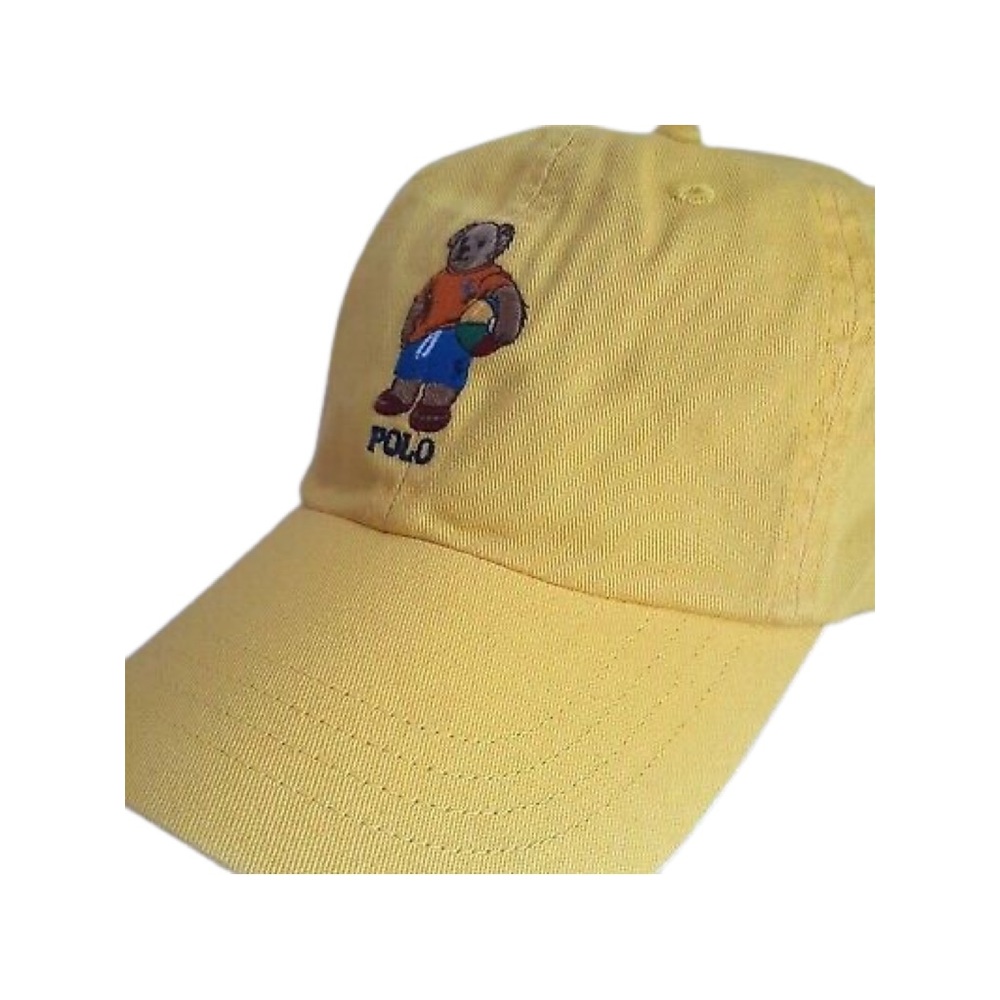 🐻Polo Ralph Lauren Polo Bear Mens Chino Adjustable Ball Cap Hat Yellow🐻 - Picture 3 of 12